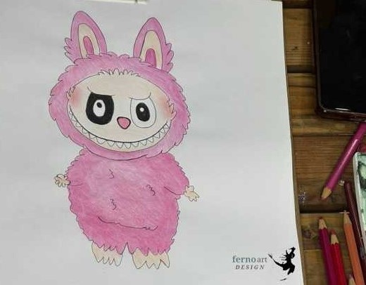 نقاشی لبوبو صورتی