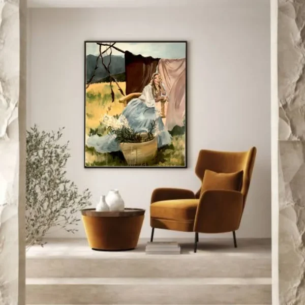 تابلو نقاشی دختر و طبیعت