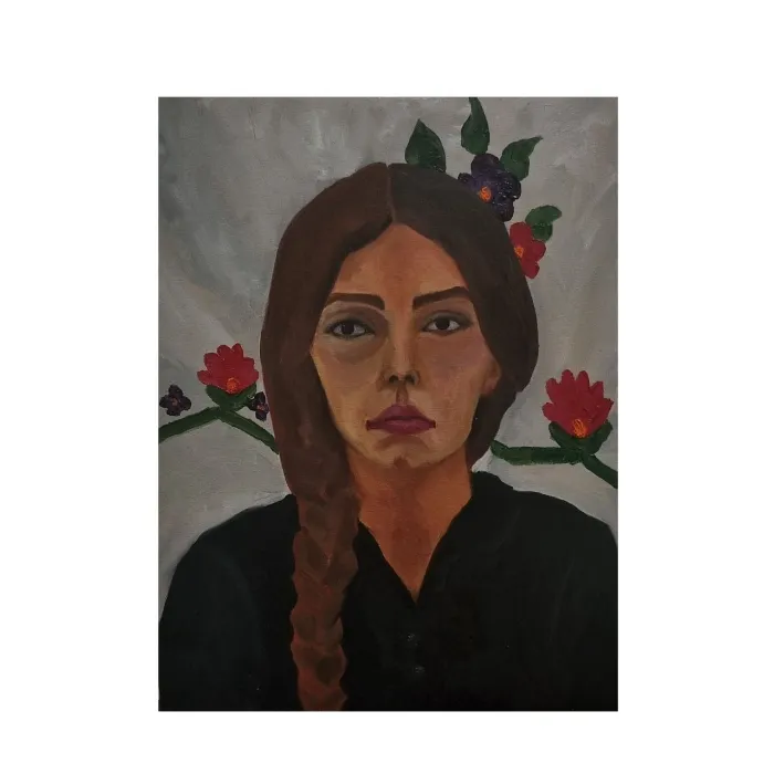 تابلو نقاشی چهره دختروگل