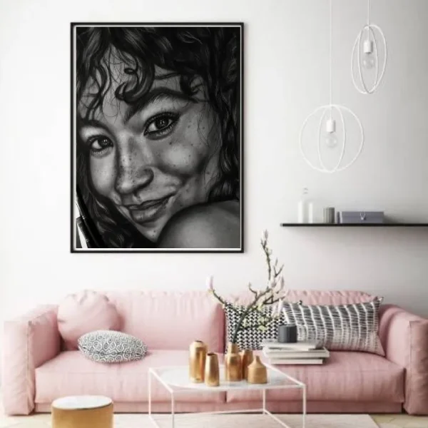 تابلو نقاشی چهره سیاه قلم