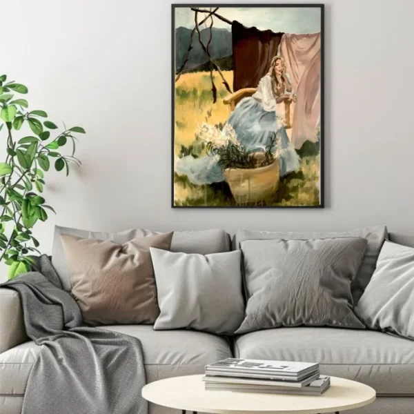 تابلو نقاشی دختر و طبیعت