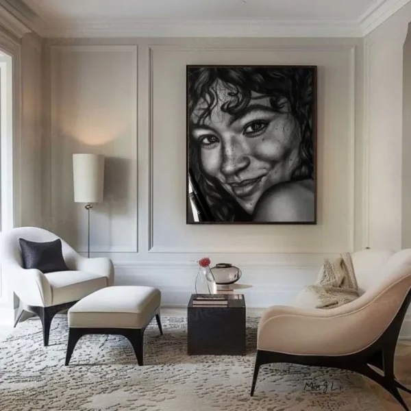 تابلو نقاشی چهره سیاه قلم