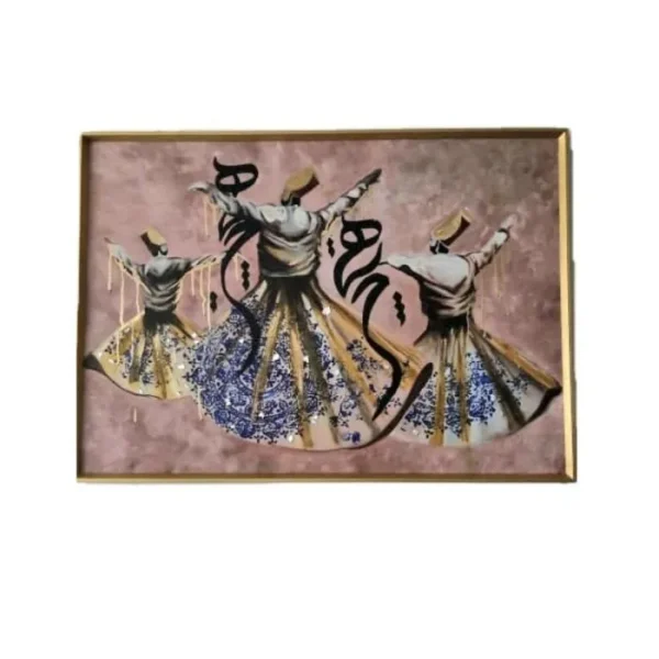 تابلو نقاشی طلاکوبی و کالیگرافی رقص سما