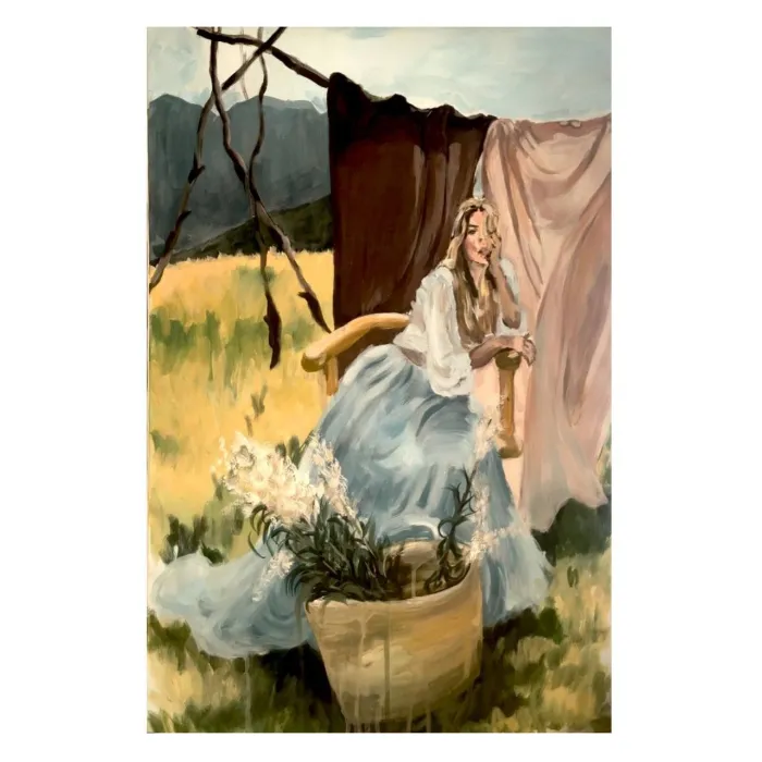 تابلو نقاشی دختر و طبیعت