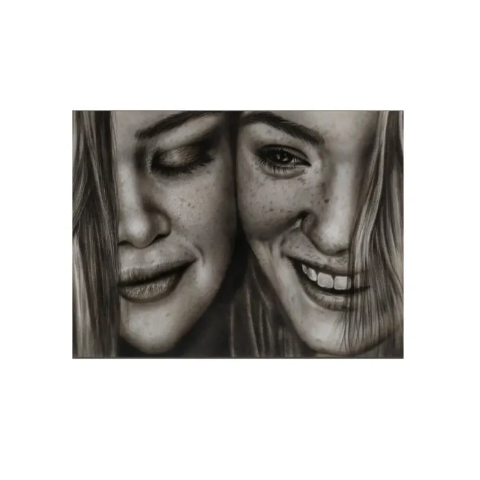 تابلو نقاشی سیاه قلم دختر