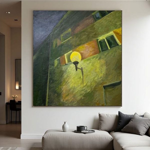 تابلو نقاشی با نمای شبانه شهر