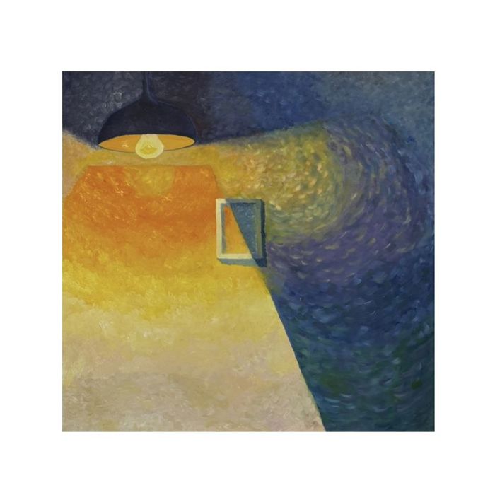 تابلو نقاشی مدرن نور و سایه|اثر انتزاعی با رنگ‌های گرم و سرد